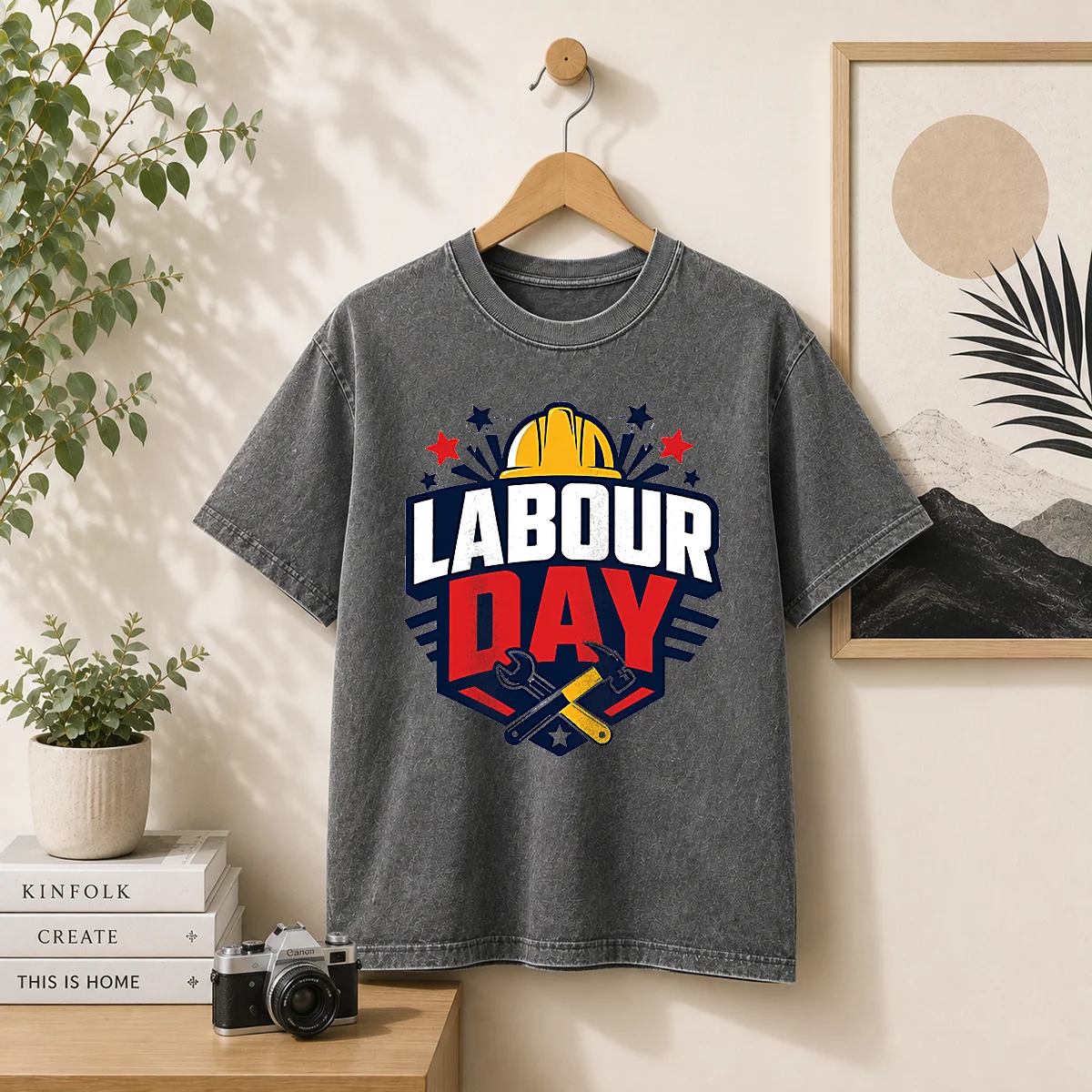 Premium Bold Shield Badge Labour Day Construction Tools Shirt - Image 7