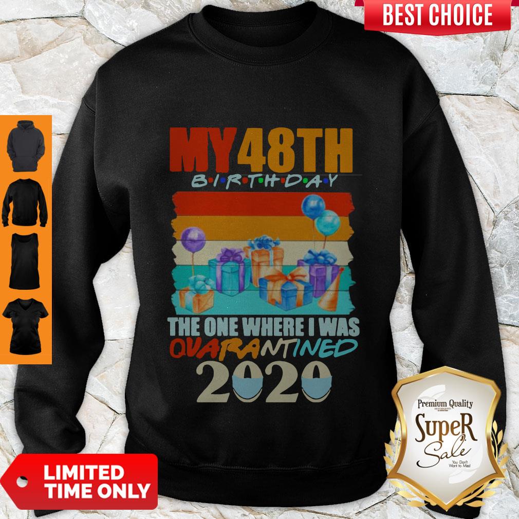 Awesome My 48th Birthday The One Where I Was Quarantined 2020 Mask Vintage Shirt - Image 3