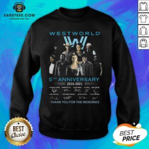 Alternative view of Hot West World 5th Anniversary 2016 2021 Evan Rachel Wood Thandie Newton Jeffrey Wright Thank You For The Memories Shirt