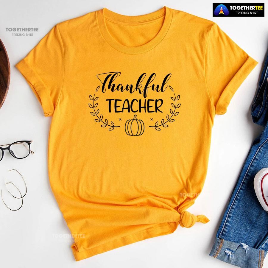 Thankful Teacher Pumpkin T-Shirt - Image 10