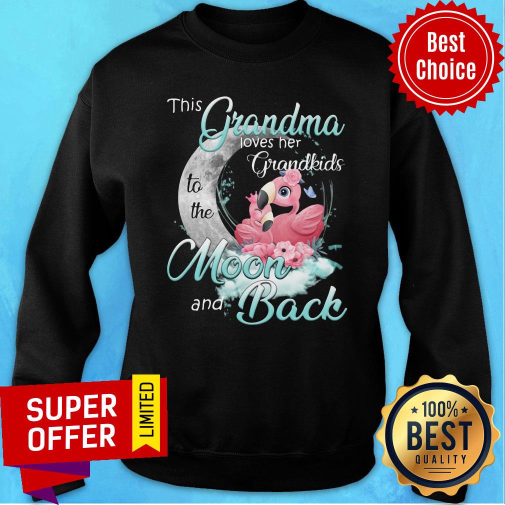 Awesome Flamingo This Grandma Loves Her Grandkids To The Moon And Back Shirt - Image 4