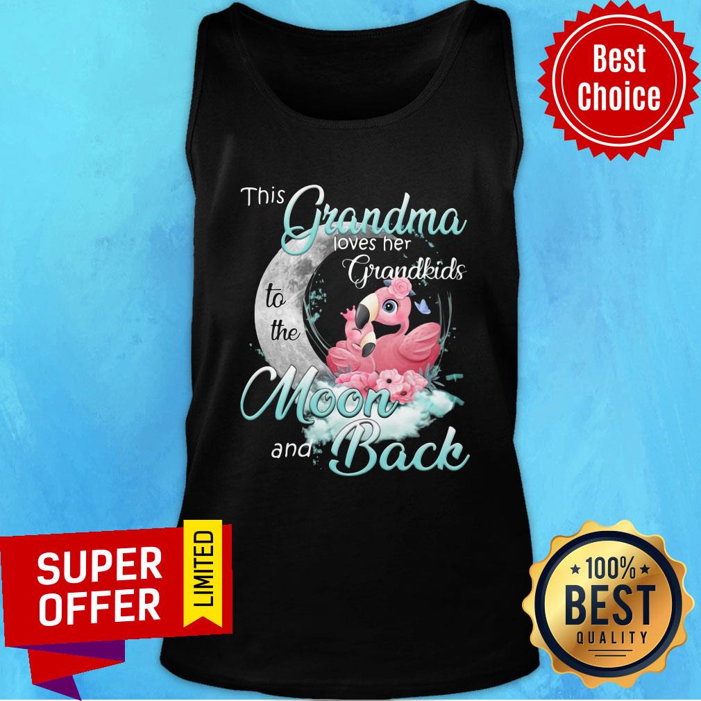 Awesome Flamingo This Grandma Loves Her Grandkids To The Moon And Back Shirt - Image 3