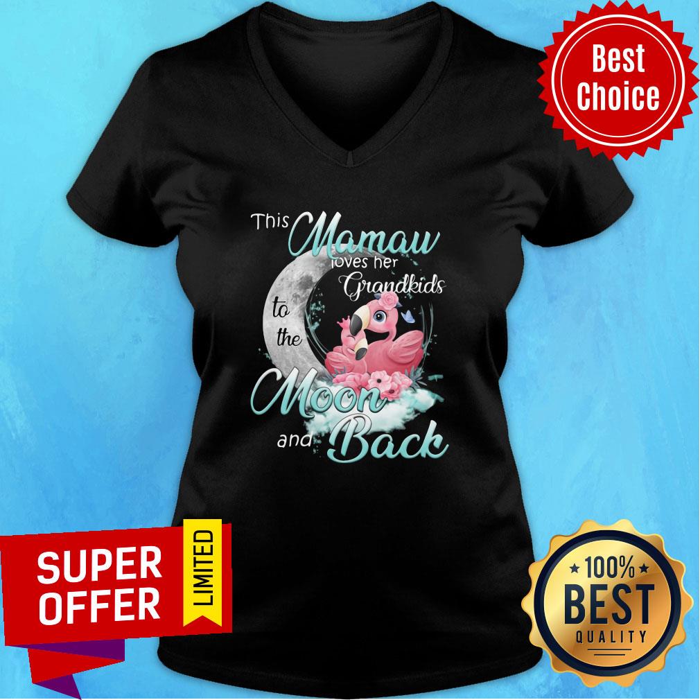 Flamingo This Mamaw Loves Her Grandkids To The Moon And Back Shirt - Image 3