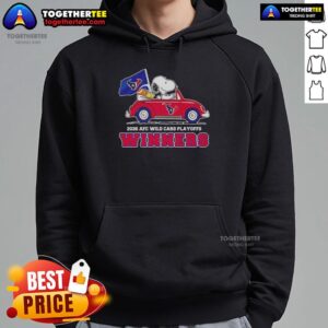 Alternative view of Hot Houston Texans X Snoopy Driving Car 2026 AFC Wild Card Playoffs Winners T-Shirt