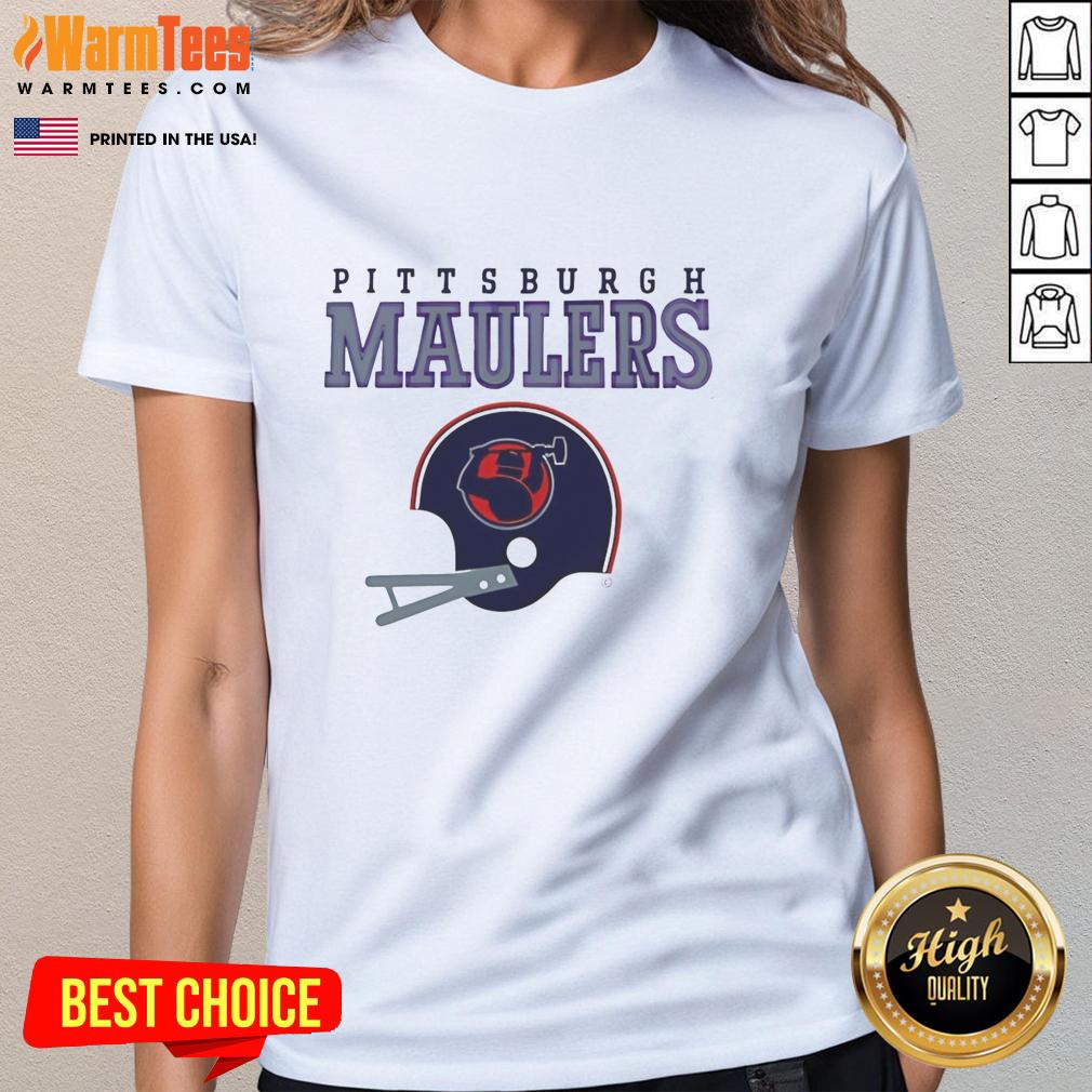 Original Pittsburgh Maulers Usfl Helmet And Wordmark T-Shirt - Image 3
