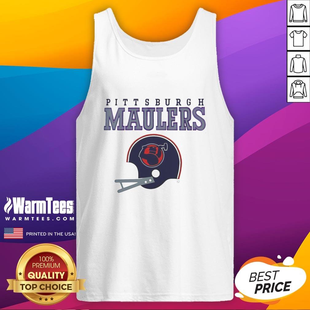 Original Pittsburgh Maulers Usfl Helmet And Wordmark T-Shirt - Image 4