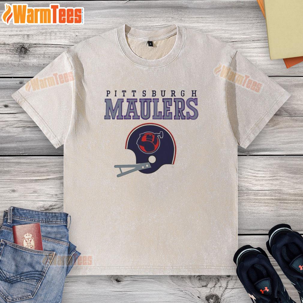 Original Pittsburgh Maulers Usfl Helmet And Wordmark T-Shirt - Image 6