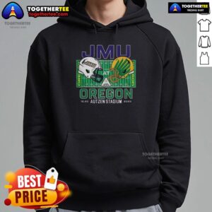 Alternative view of Happy James Madison Dukes Vs Oregon Ducks NCAA CFP 2025 Autzen Field Helmet T-Shirt