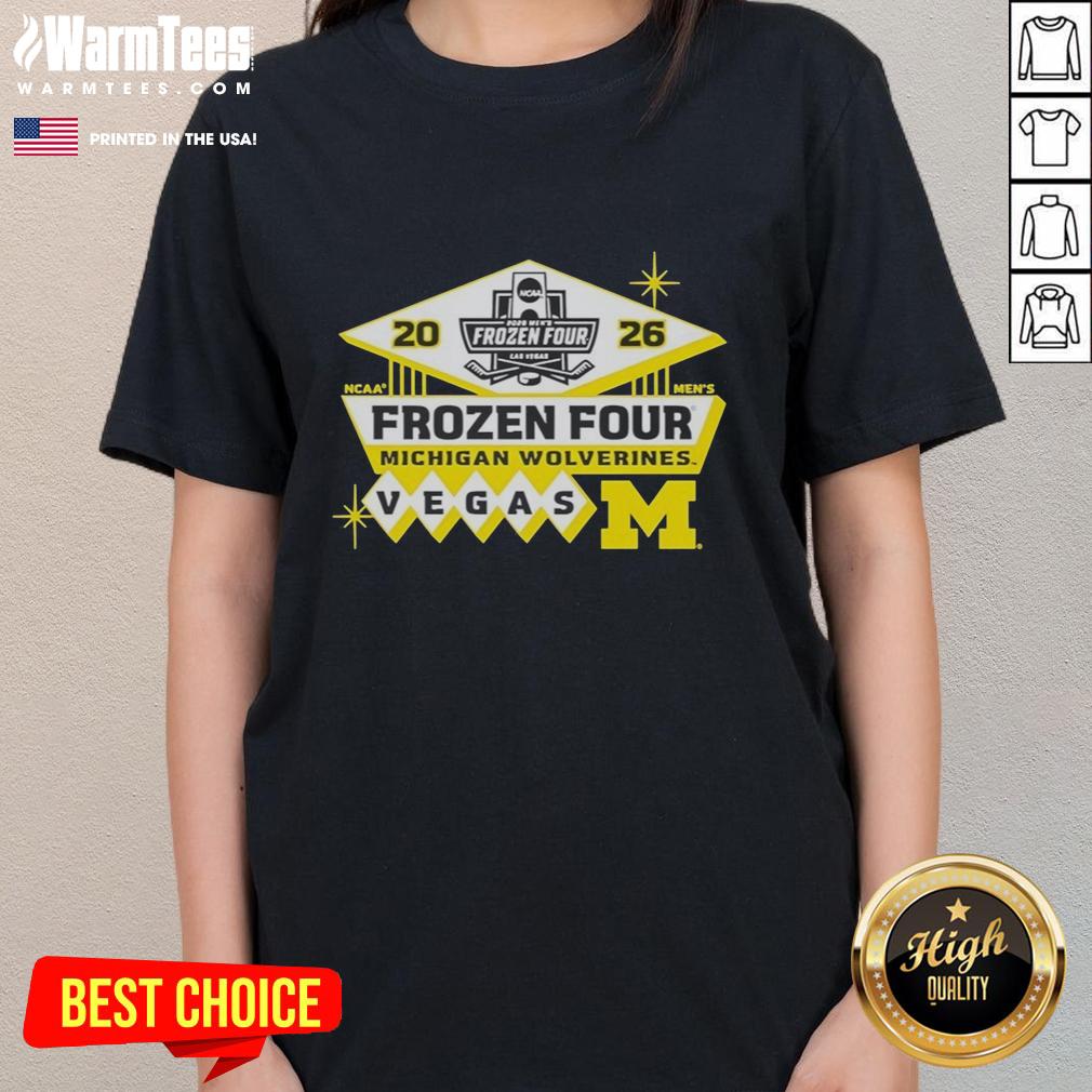 Nice 2026 Men's Ice Hockey Frozen Four Bound Michigan Wolverines T-Shirt - Image 3