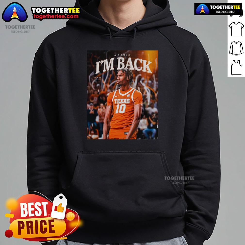 Official Nic Codie Texas Longhorns I'm Back T-Shirt - Image 2