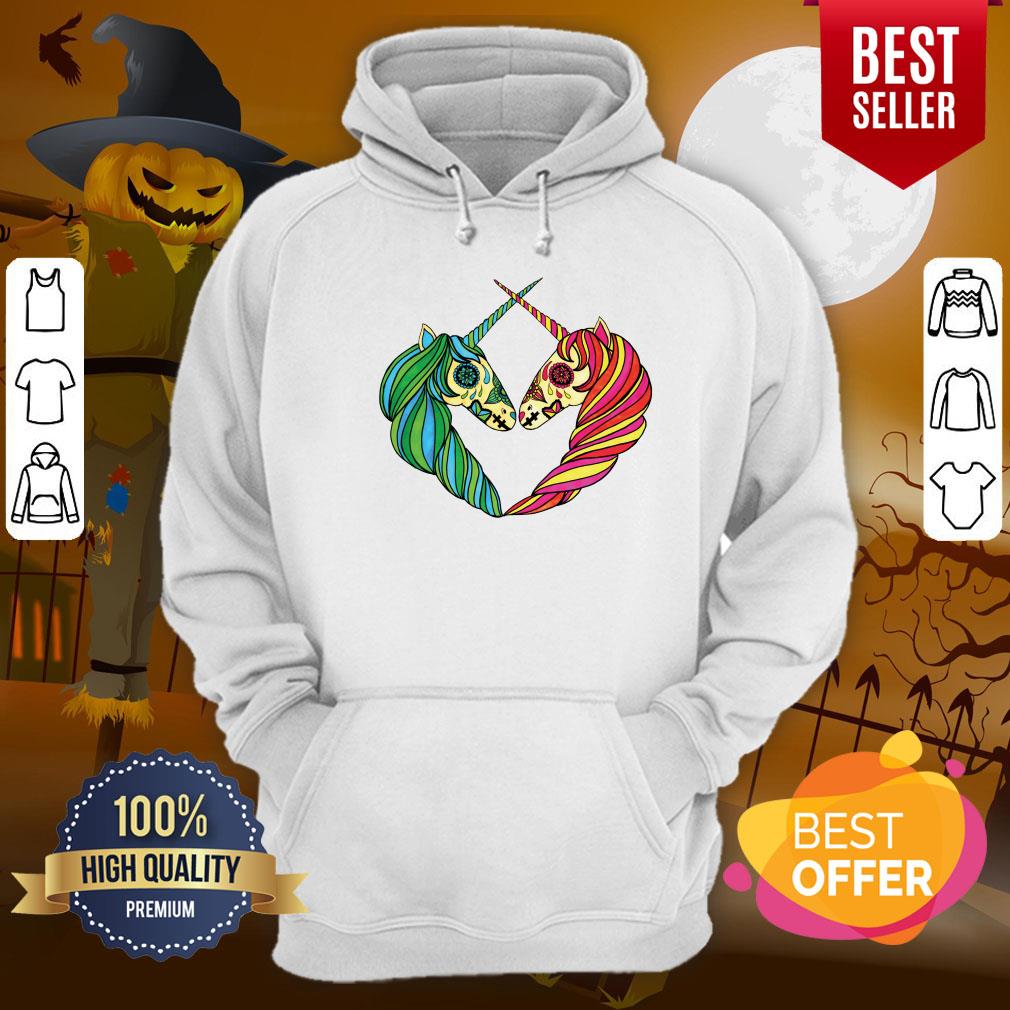 Heart Unicorns Day Of The Dead Muertos Shirt - Image 5