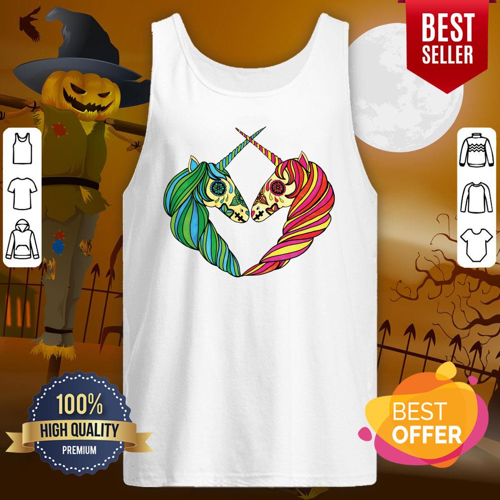 Heart Unicorns Day Of The Dead Muertos Shirt - Image 3
