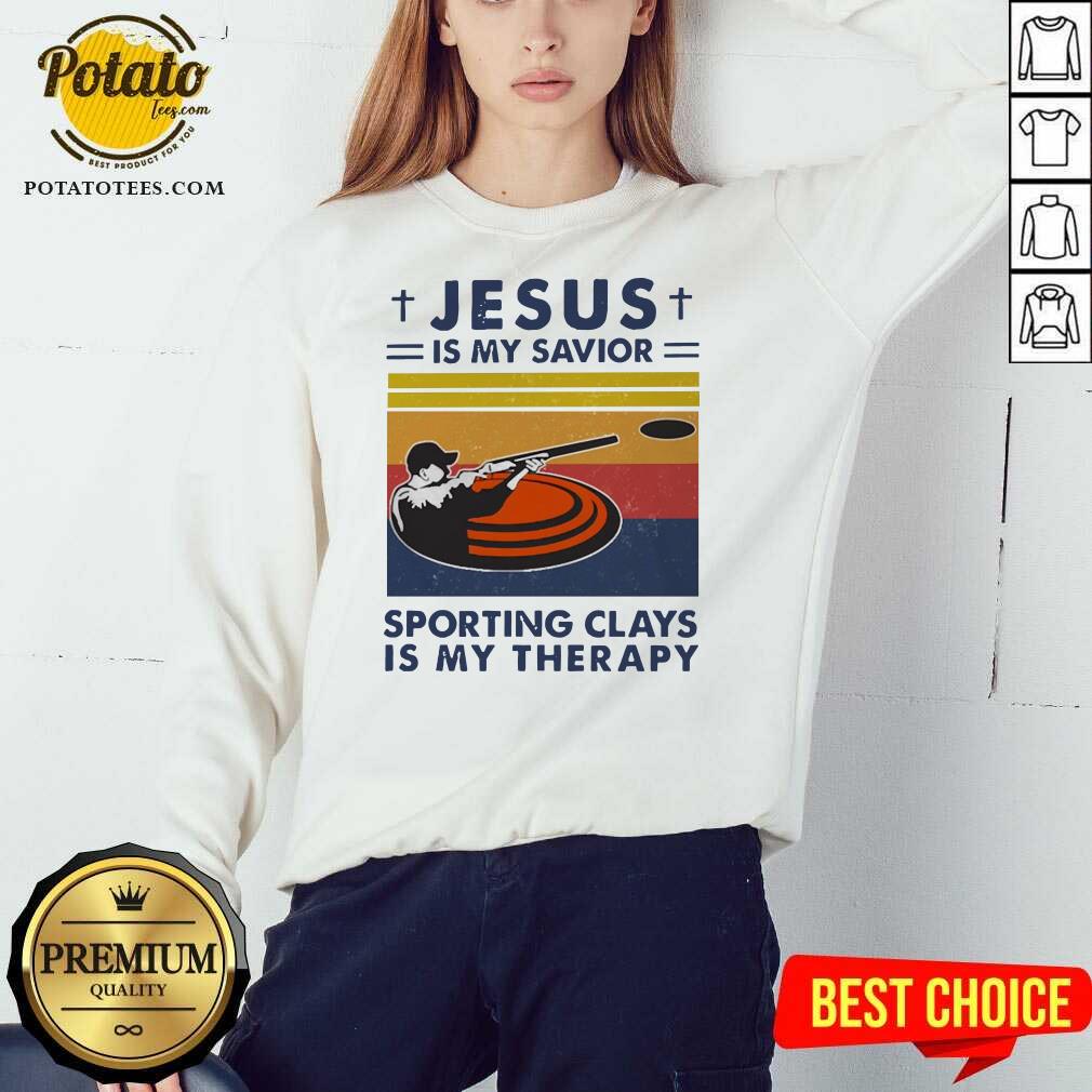Perfect Jesus Is My Savior Sporting Clays Is My Therapy Vintage Shirt - Image 3