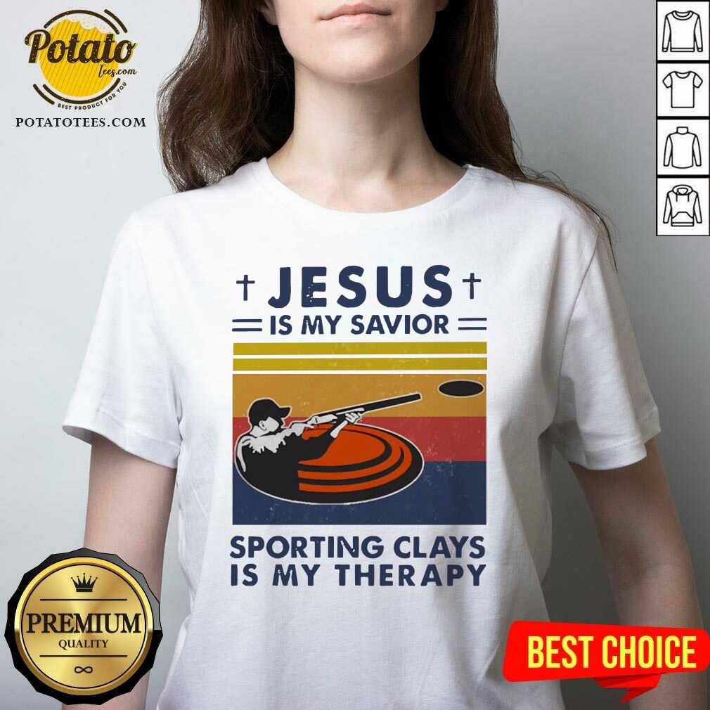 Perfect Jesus Is My Savior Sporting Clays Is My Therapy Vintage Shirt - Image 2