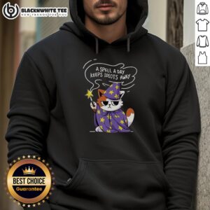 Alternative view of Nice A Spell A Day Keeps Idiots Away Antisocial Cat T-Shirt