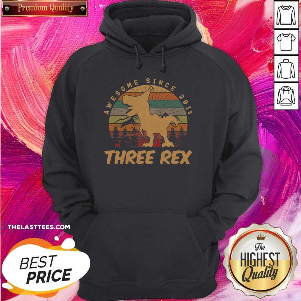 Good Awesome Since 2018 Three Rex Vintage Shirt - Image 5