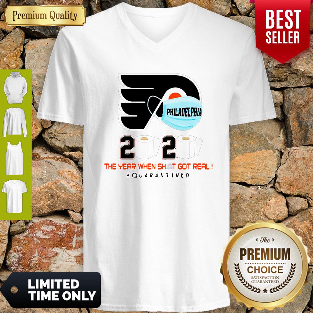 Official Philadelphia Flyers 2020 The Year When Shit Got Real Quarantined Shirt - Image 4