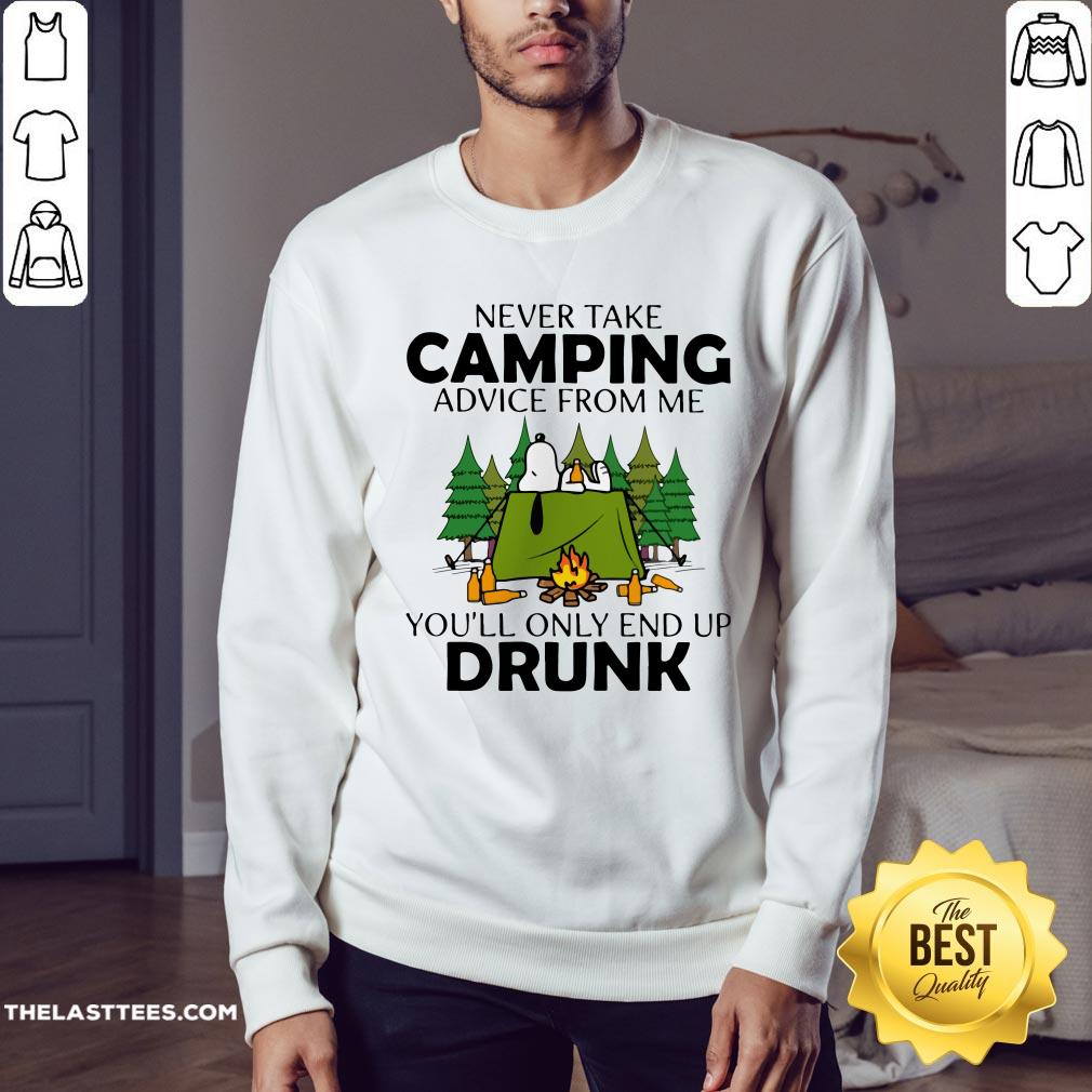 Snoopy Never Take Camping Advice From Me You’ll Only End Up Drunk Shirt - Image 4