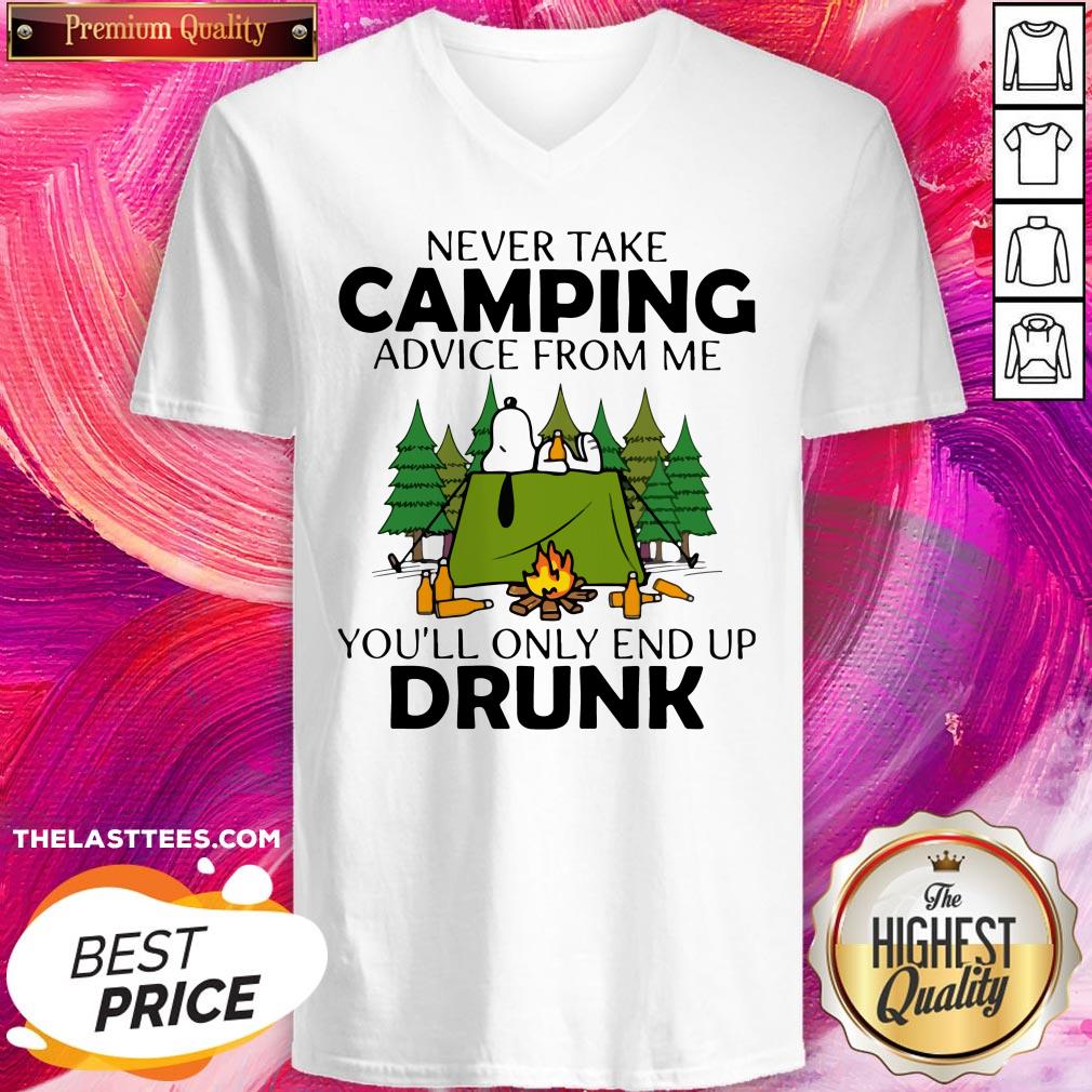 Snoopy Never Take Camping Advice From Me You’ll Only End Up Drunk Shirt - Image 2