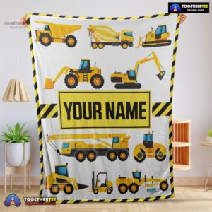 Official Cartoon Construction Trucks With Friends Blanket Fleece Customized Blanket