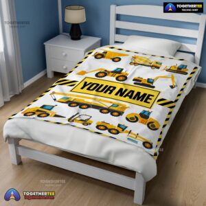 Alternative view of Official Cartoon Construction Trucks With Friends Blanket Fleece Customized Blanket