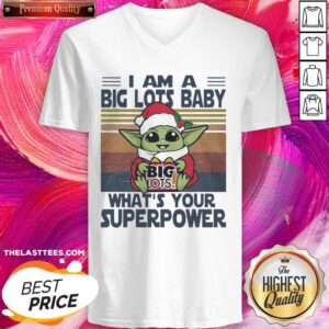 Alternative view of Top Baby Yoda Santa Hug Big Lots Baby I Am An What’s Your Superpower Vintage Christmas Shirt