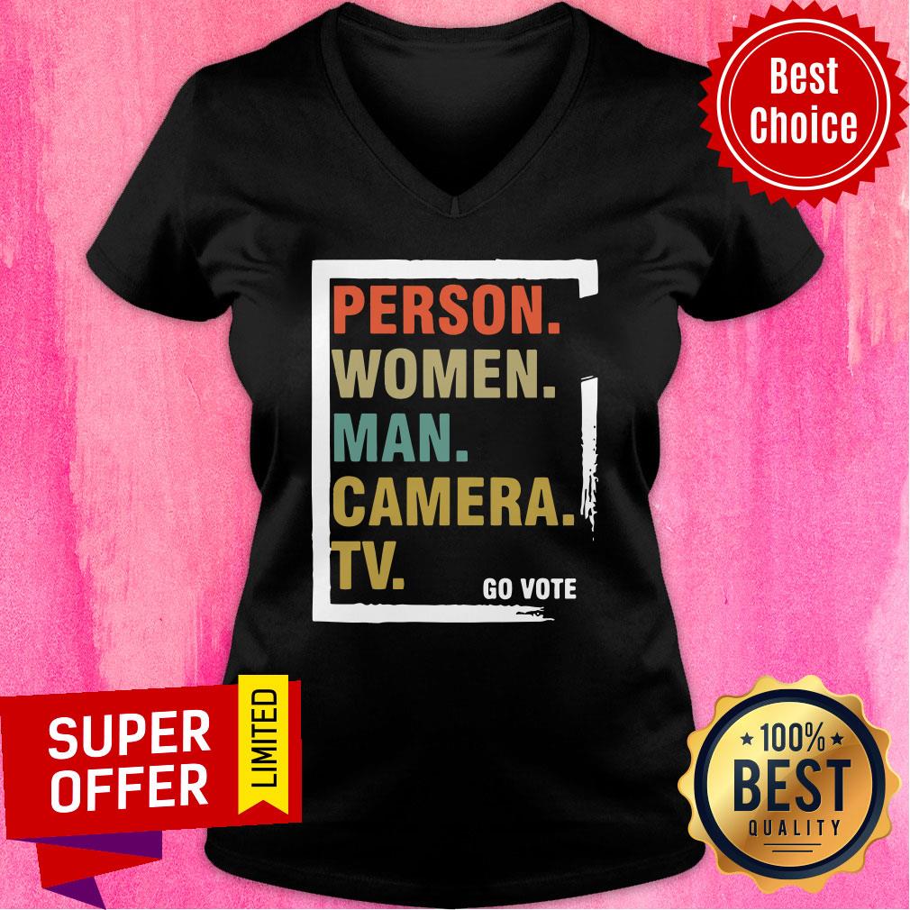Person Woman Man Camera TV Go Vote Shirt - Image 2