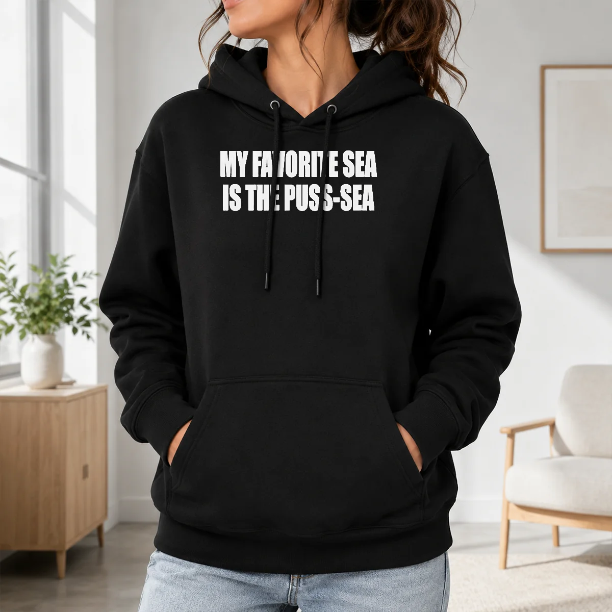 Official My Favorite Sea Is The Puss Sea Text Joke Humor Shirt - Image 7