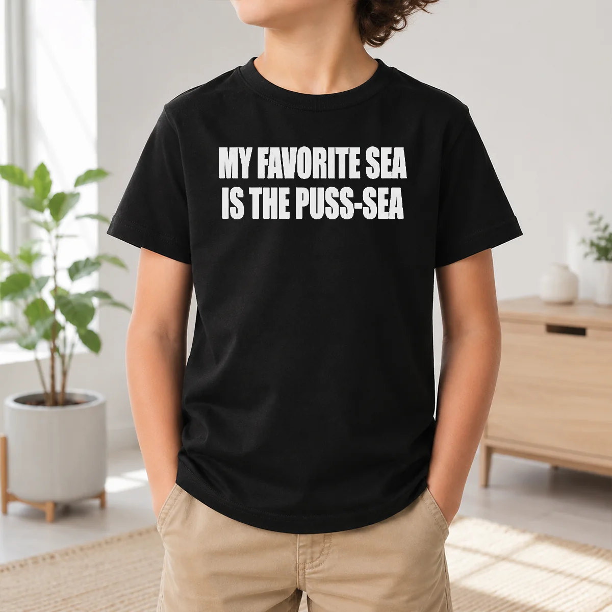Official My Favorite Sea Is The Puss Sea Text Joke Humor Shirt - Image 9
