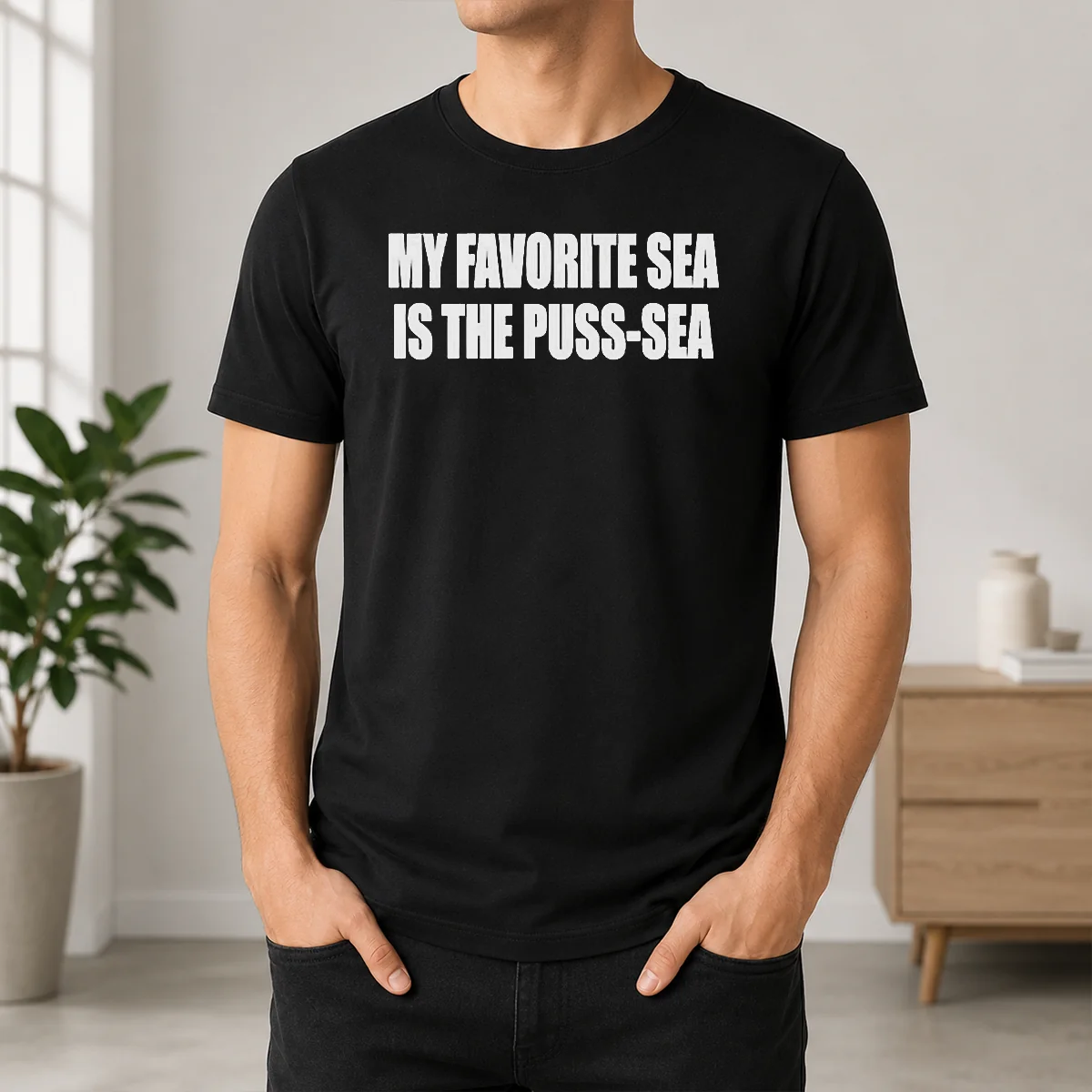 Official My Favorite Sea Is The Puss Sea Text Joke Humor Shirt