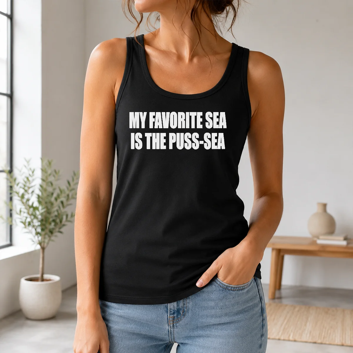 Official My Favorite Sea Is The Puss Sea Text Joke Humor Shirt - Image 3