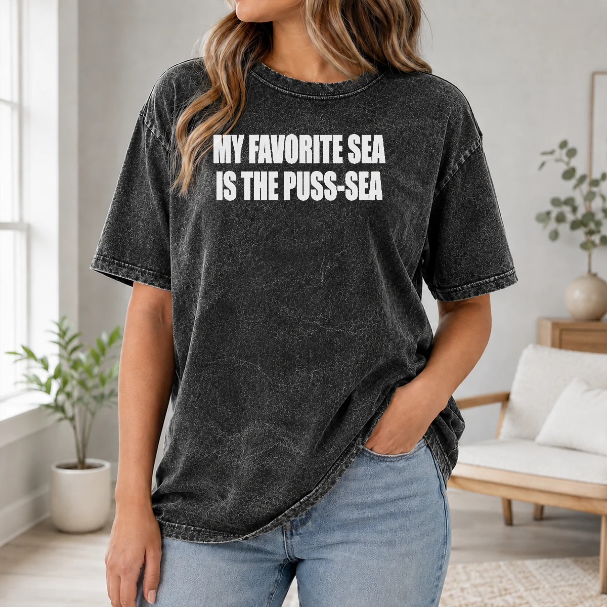 Official My Favorite Sea Is The Puss Sea Text Joke Humor Shirt - Image 8