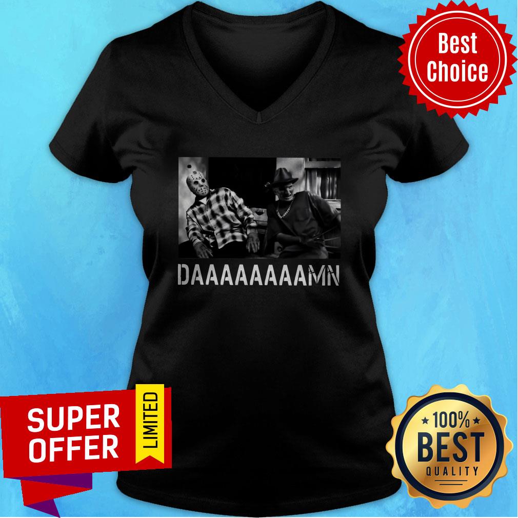 Funny Jason Voorhees And Freddy Krueger Daaaaaaaamn Shirt - Image 3
