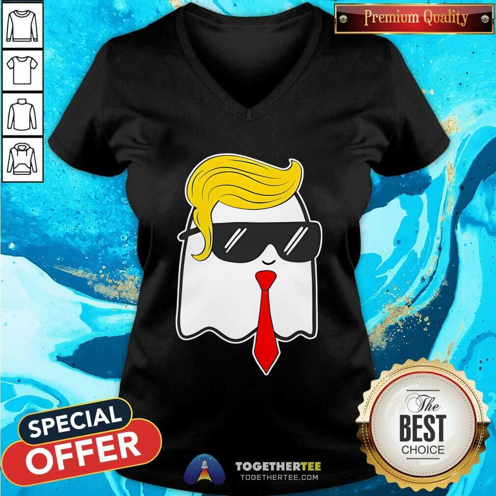 Nice Ghost Trump Hair Sunglasses Halloween T-Shirt - Image 2