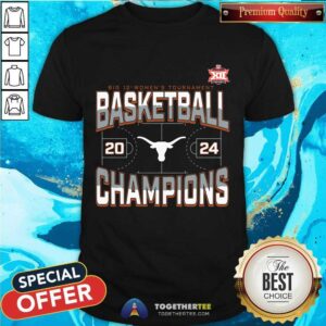 Texas Longhorns 2024 Big 12 Women's Basketball Conference Tournament Champions Three Pointer T-Shirt