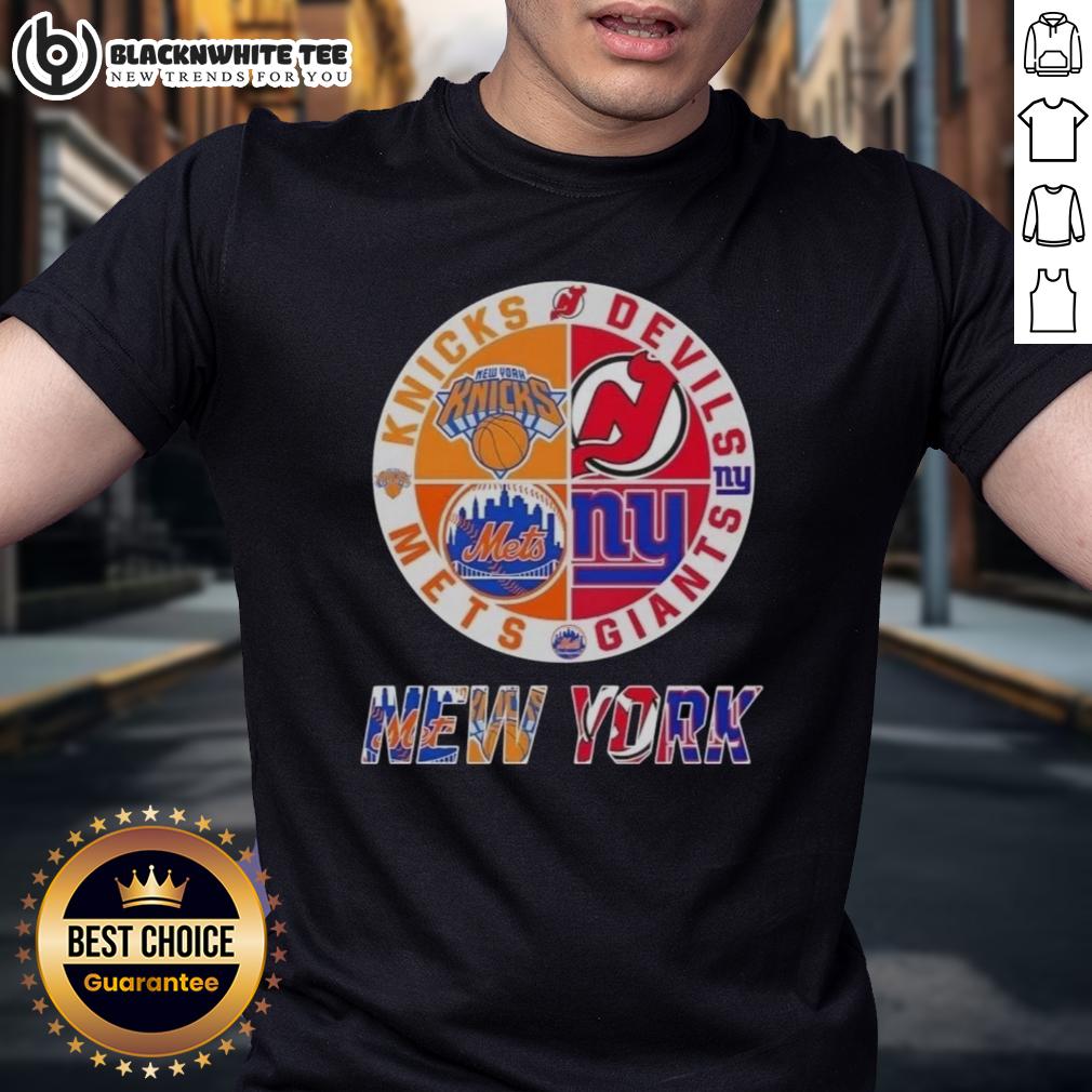 Original New York City Sports Knicks Devils Giants Mets Logos Combine T-Shirt