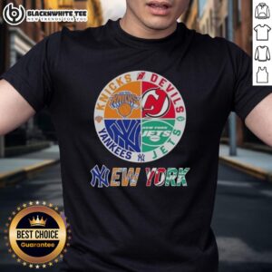 Original New York City Sports Knicks Devils Jets Yankees Logos Combine T-Shirt
