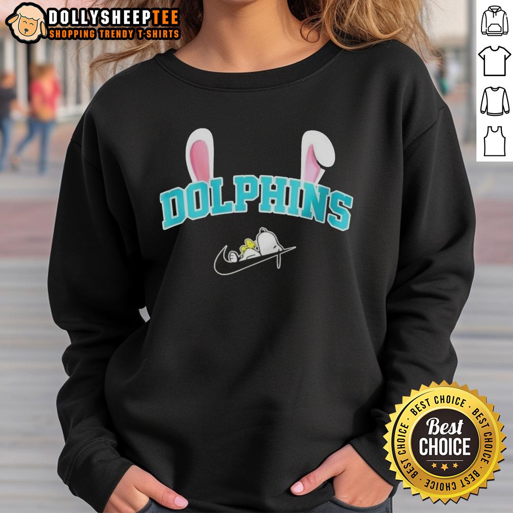 Official Miami Dolphins X Snoopy Happy Easter T-Shirt - Image 5