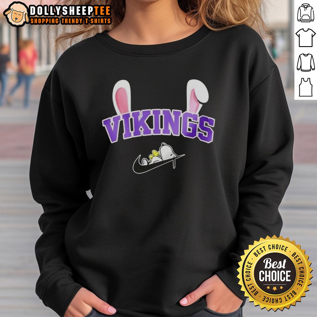 Official Minnesota Vikings X Snoopy Happy Easter T-Shirt - Image 5