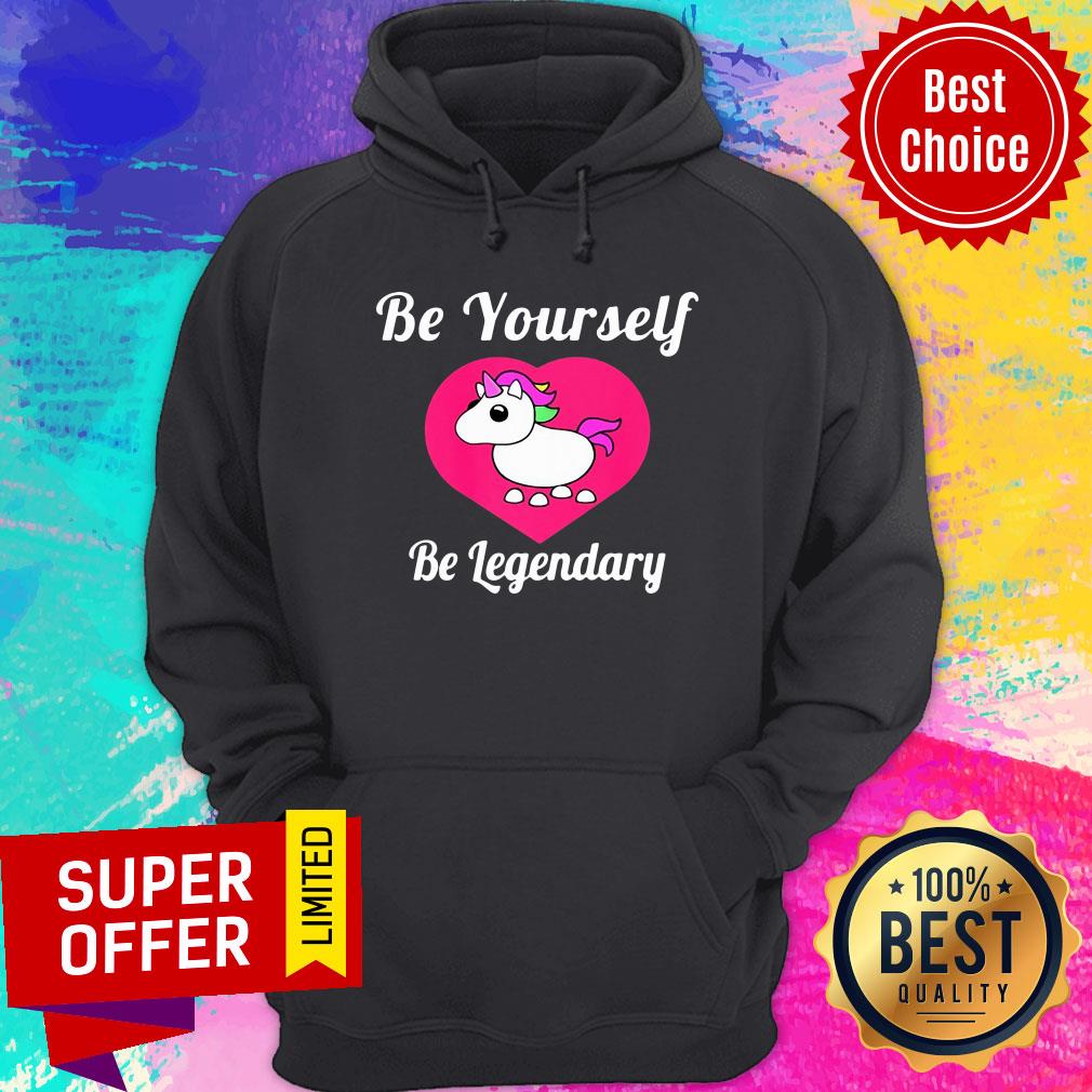 Unicorn Adopt Me Be Yourself Be Legendary Positive Message Red Shirt - Image 5