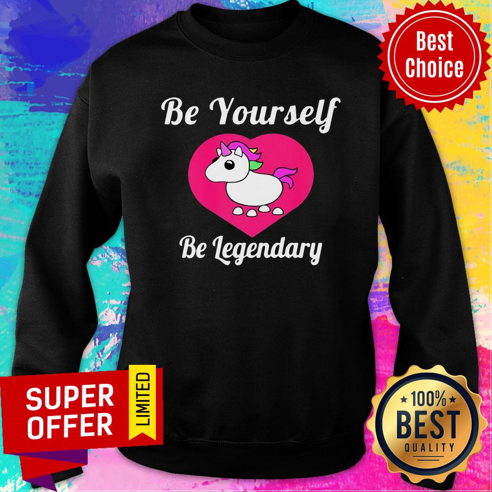 Unicorn Adopt Me Be Yourself Be Legendary Positive Message Red Shirt - Image 3