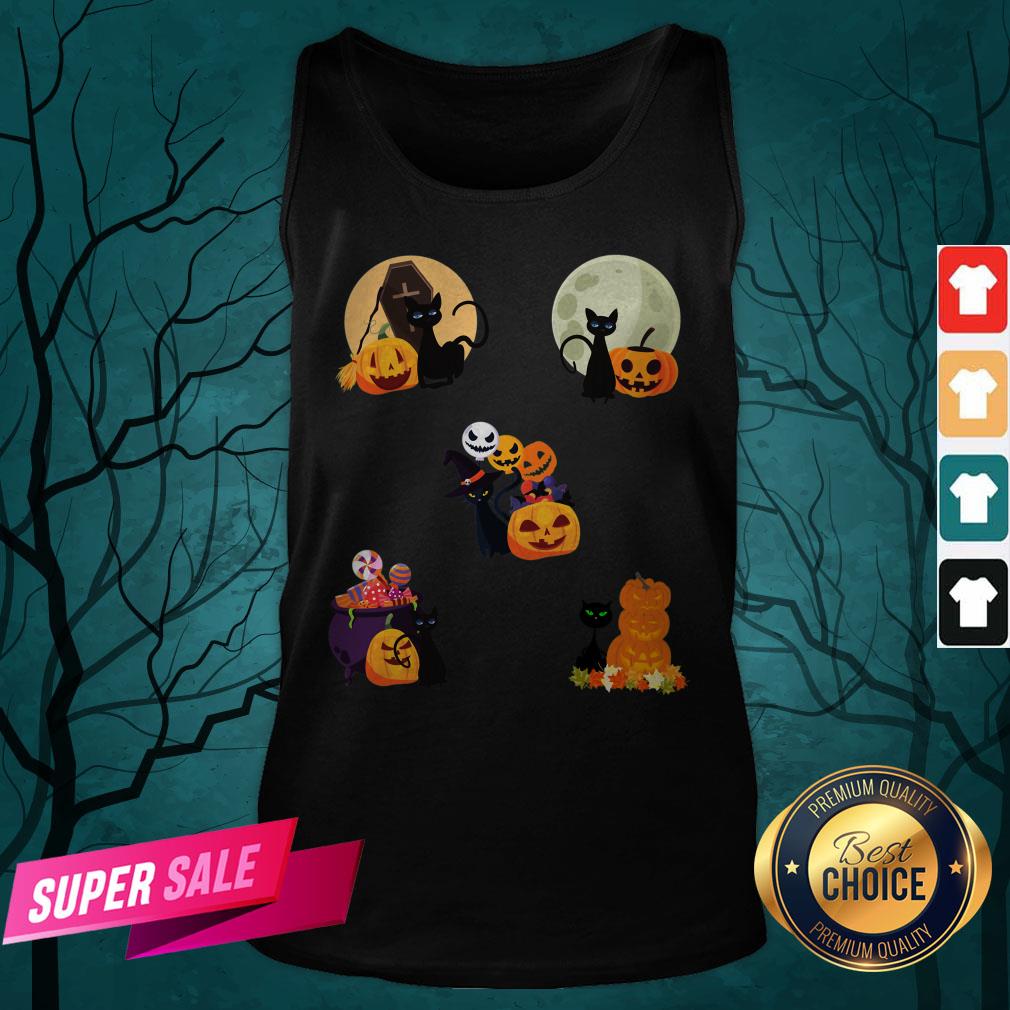 Happy Halloween Cat Pack Pumpkins Shirt - Image 5
