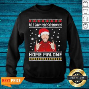 Alternative view of Sweet Post Malone All I Want For Christmas Is Home Malone Ugly Christmas Shirt
