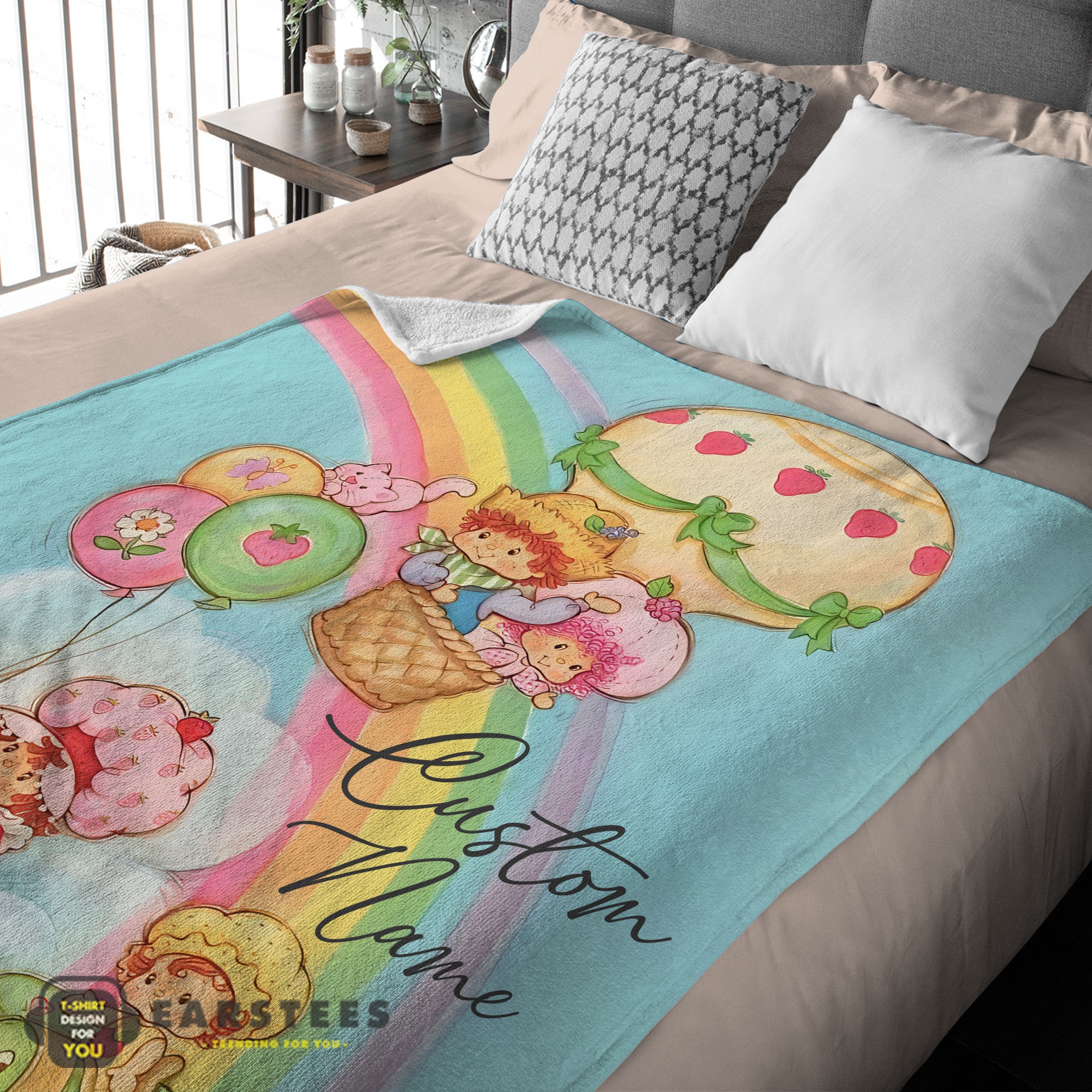 Good Strawberry Shortcake Cartoon With Friends Blanket – Customize Blanket