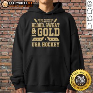 Alternative view of Original 2026 Winter Olympics Blood Sweat And Gold USA Hockey T-Shirt