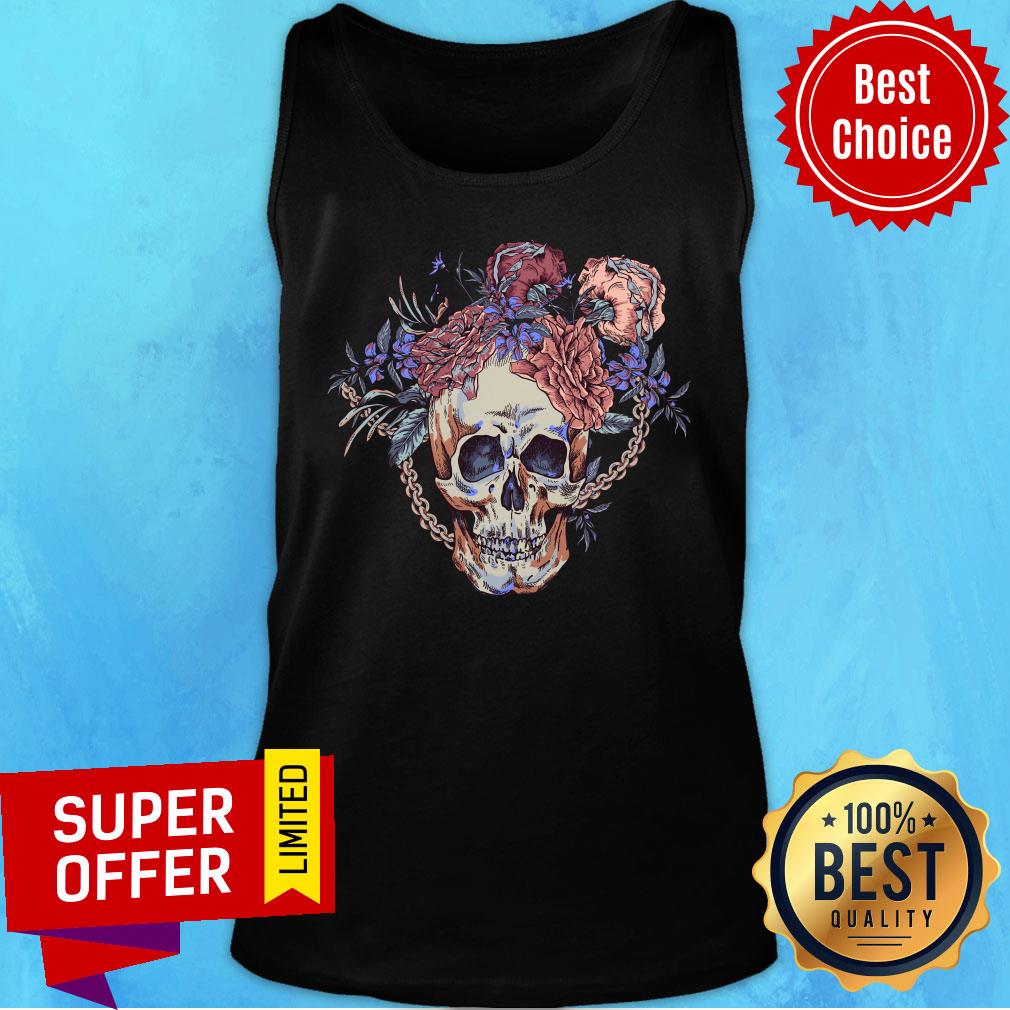 Flower Day Of The Dead Vintage Sugar Skull Shirt - Image 3