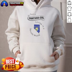 Alternative view of Official Just A Montana Girl Living In A Nevada World Montana State Map Shirt