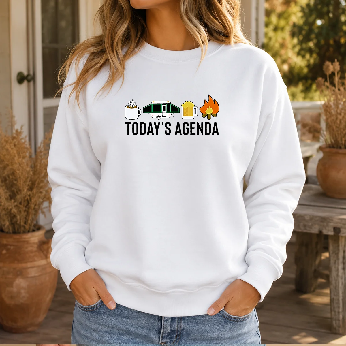 Good Camping Coffee Pop Up Camper Beer Campfire Today'S Agenda Shirt - Image 6