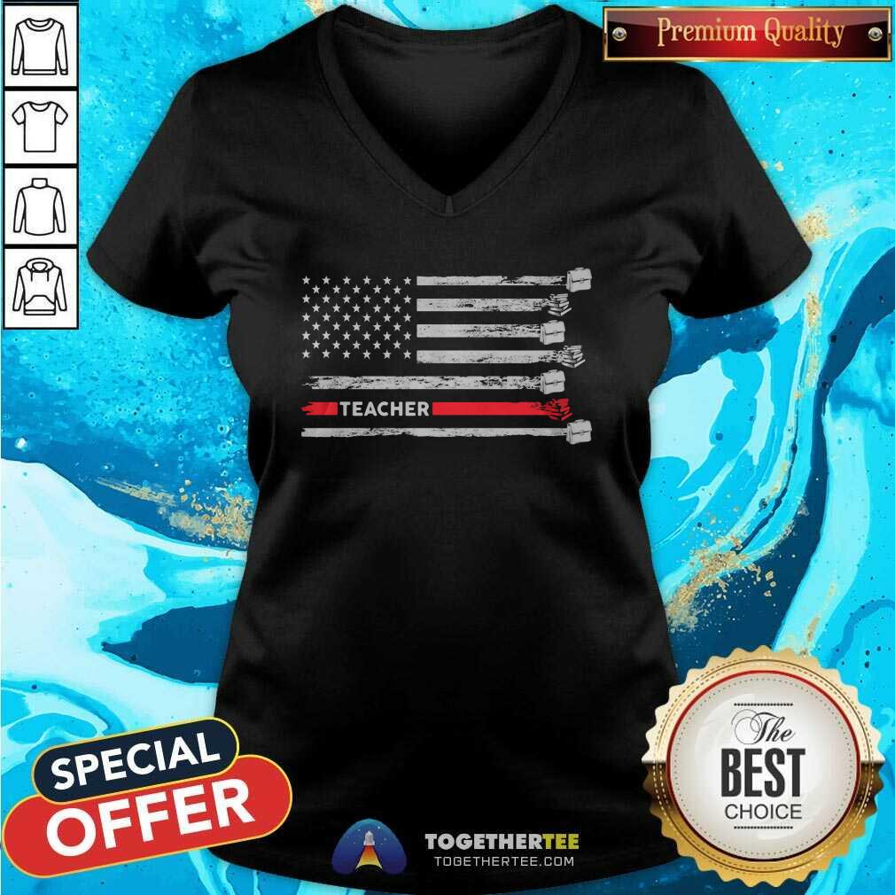 Original Proud Teacher American Flag Shirt - Image 3