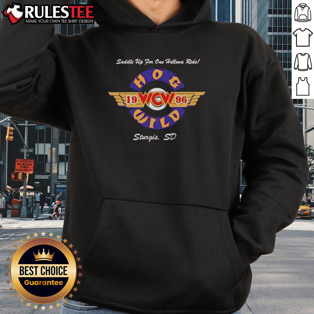 Official Hog Wild Saddle Up For One Helluva Ride 1996 T-Shirt - Image 2